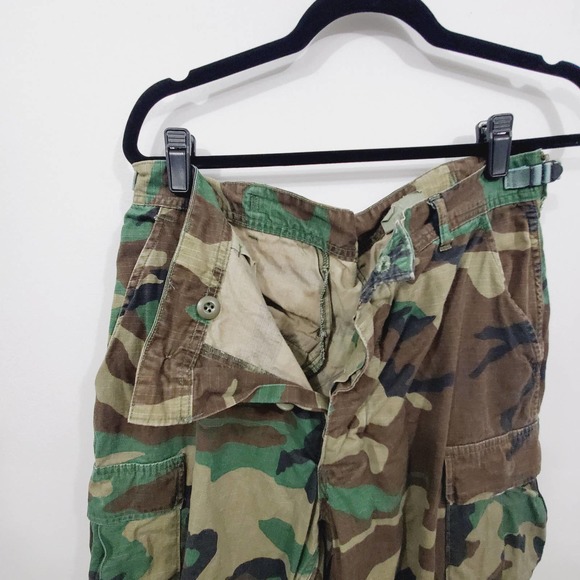 Vintage Woodland Camo Military Trousers Poplin Combat Tropical Size M Regular - Picture 12 of 12
